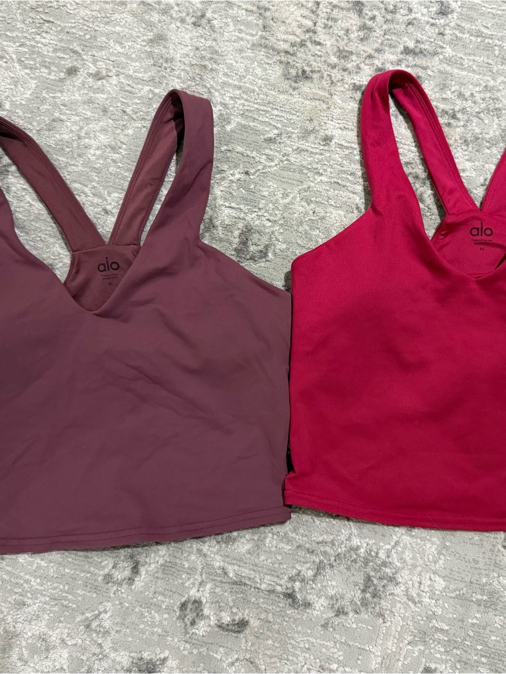 ALO Yoga Racerback Crop Tops in Berry and Plum